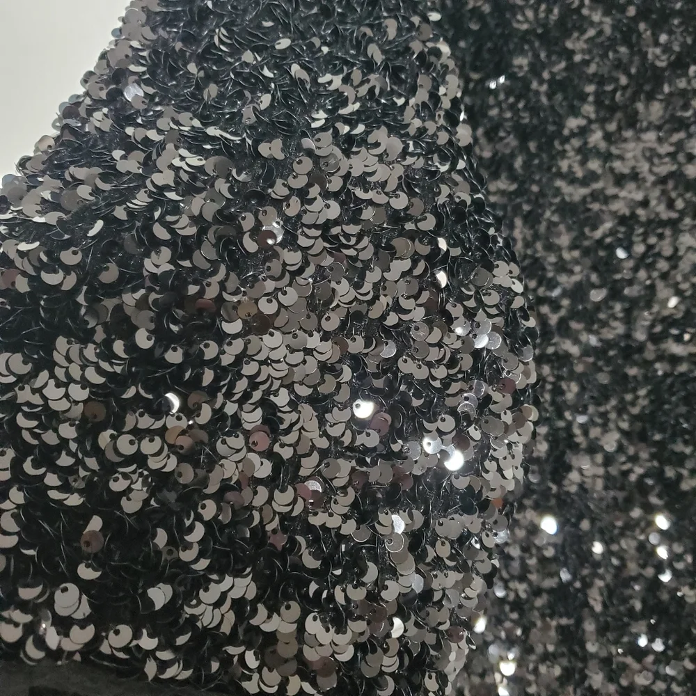 $898 Frances Valentine Regina Sequin Dress Size M Black Designer Wedding Glamour - Picture 12 of 16
